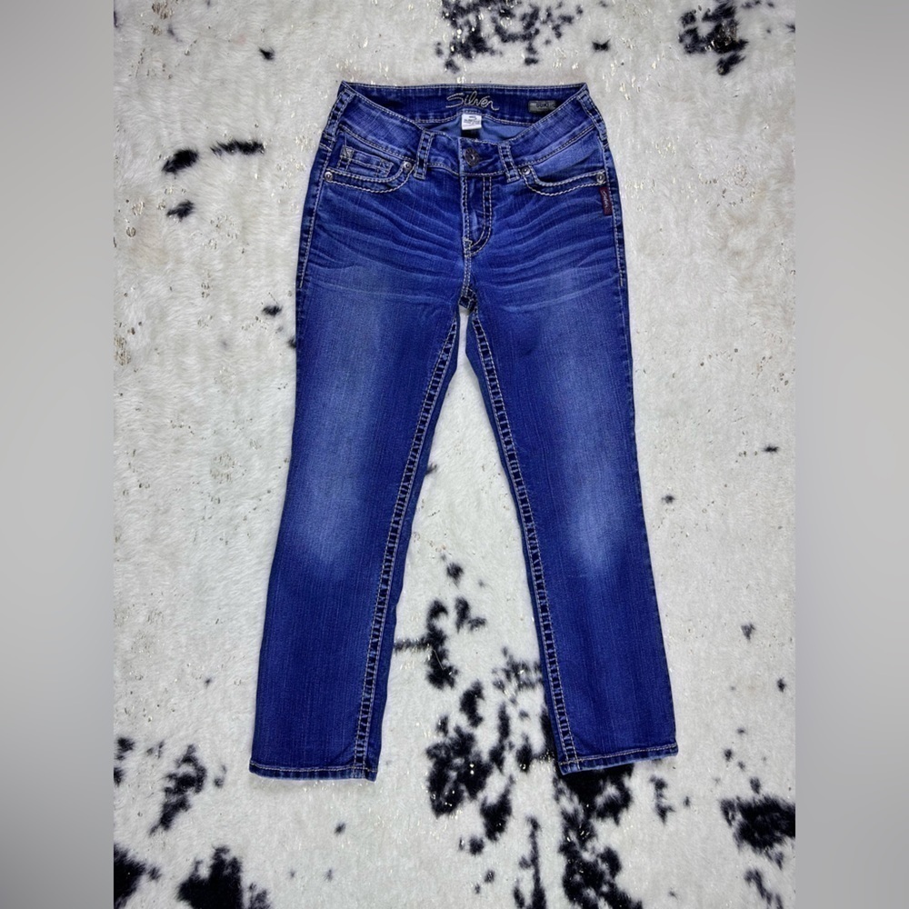 Silver Jeans Vintage Low Rise Medium Wash Suki Capri Denim Jeans Size 26